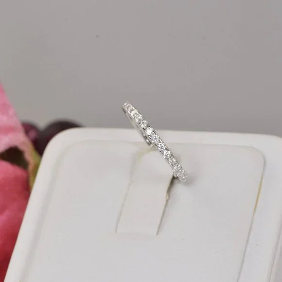 Authentic Genuine Moissanite Diamonds Full Eternity Ring Band - Picture 5 of 9